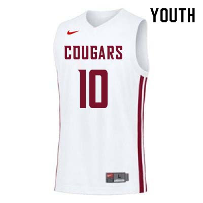 Youth #10 KJ Langston Washington State Cougars College Basketball Jerseys Sale-White - Click Image to Close